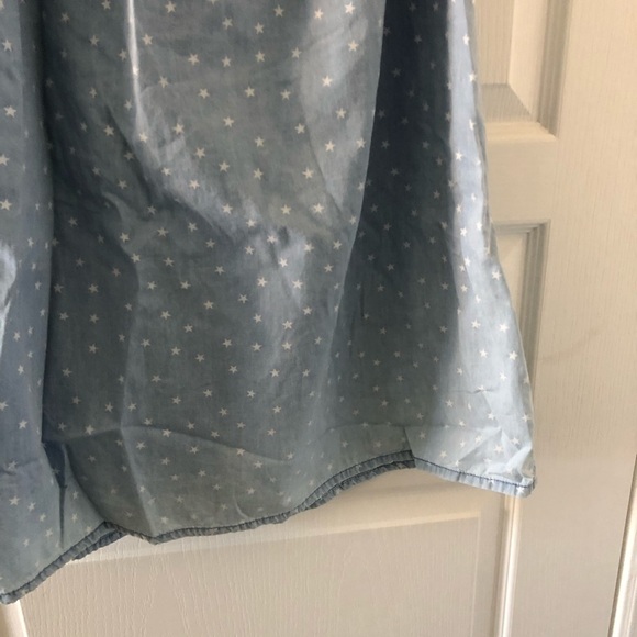 LOVE, Fire Blue Chambray & White Stars Off Shoulder Dress Size M - Picture 5 of 6
